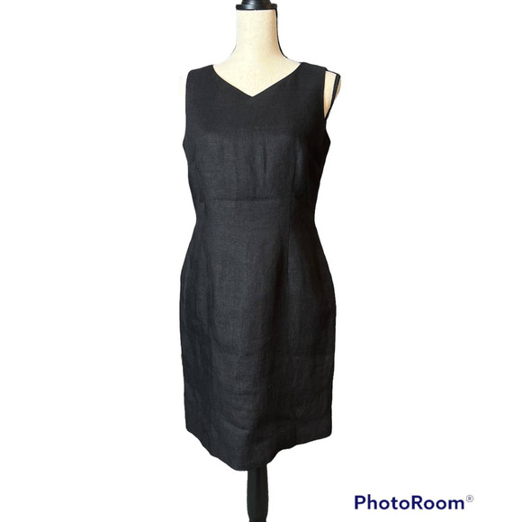 Talbots Irish Linen Black Sleeveless Sheath Dress, Size 8 - Picture 1 of 4